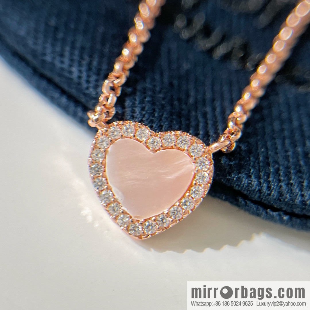 APM Monaco pink mother shell love necklace adjustable