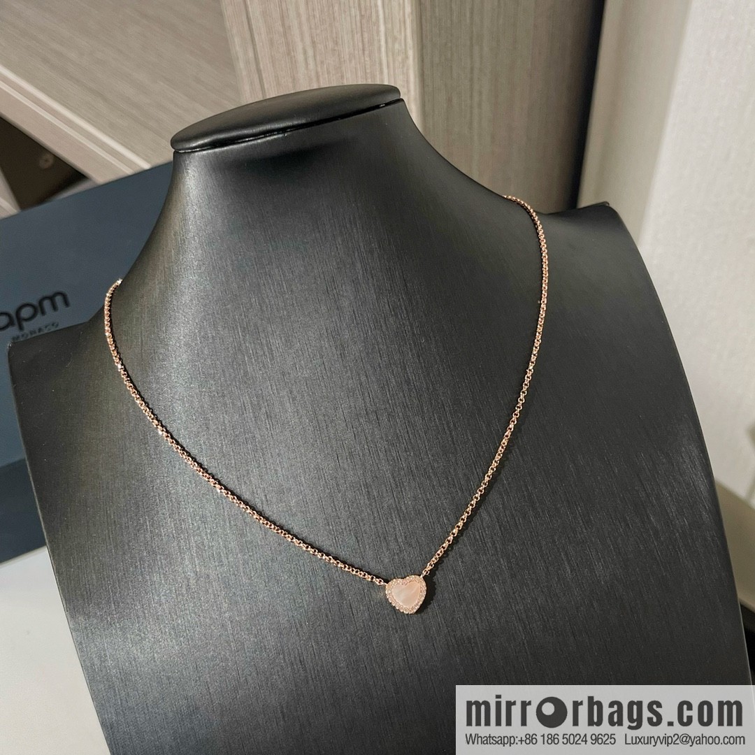 APM Monaco pink mother shell love necklace adjustable
