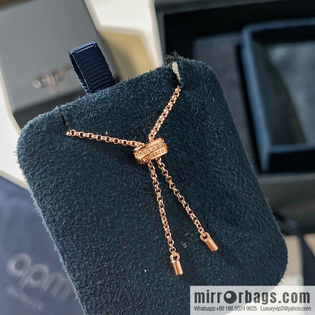 APM Monaco pink mother shell love necklace adjustable