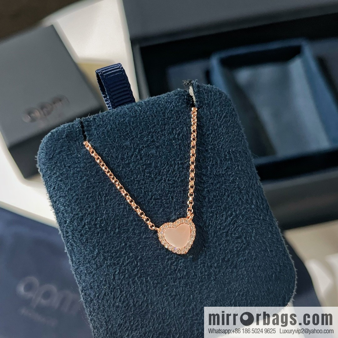 APM Monaco pink mother shell love necklace adjustable