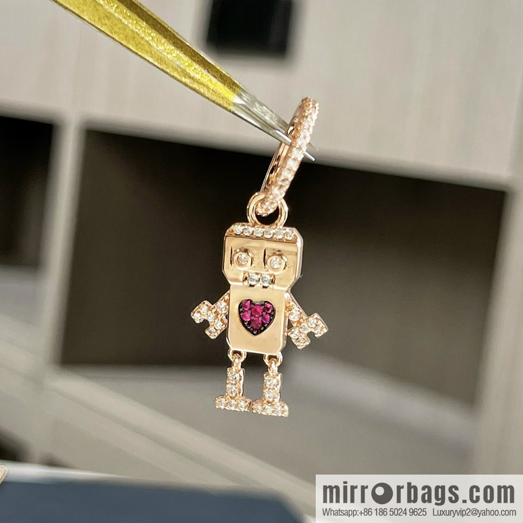 APM Monaco pink robot necklace stud earrings