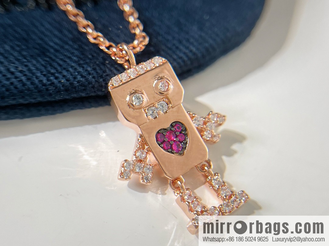 APM Monaco pink robot necklace stud earrings