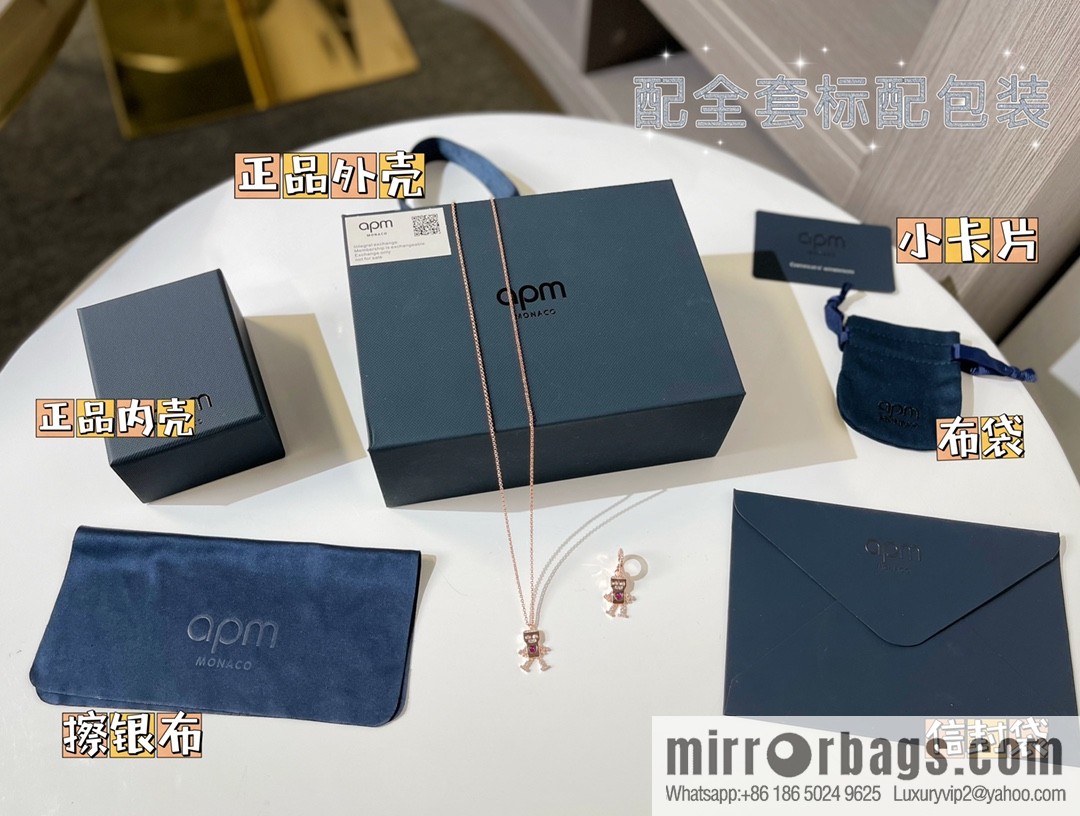 APM Monaco pink robot necklace stud earrings