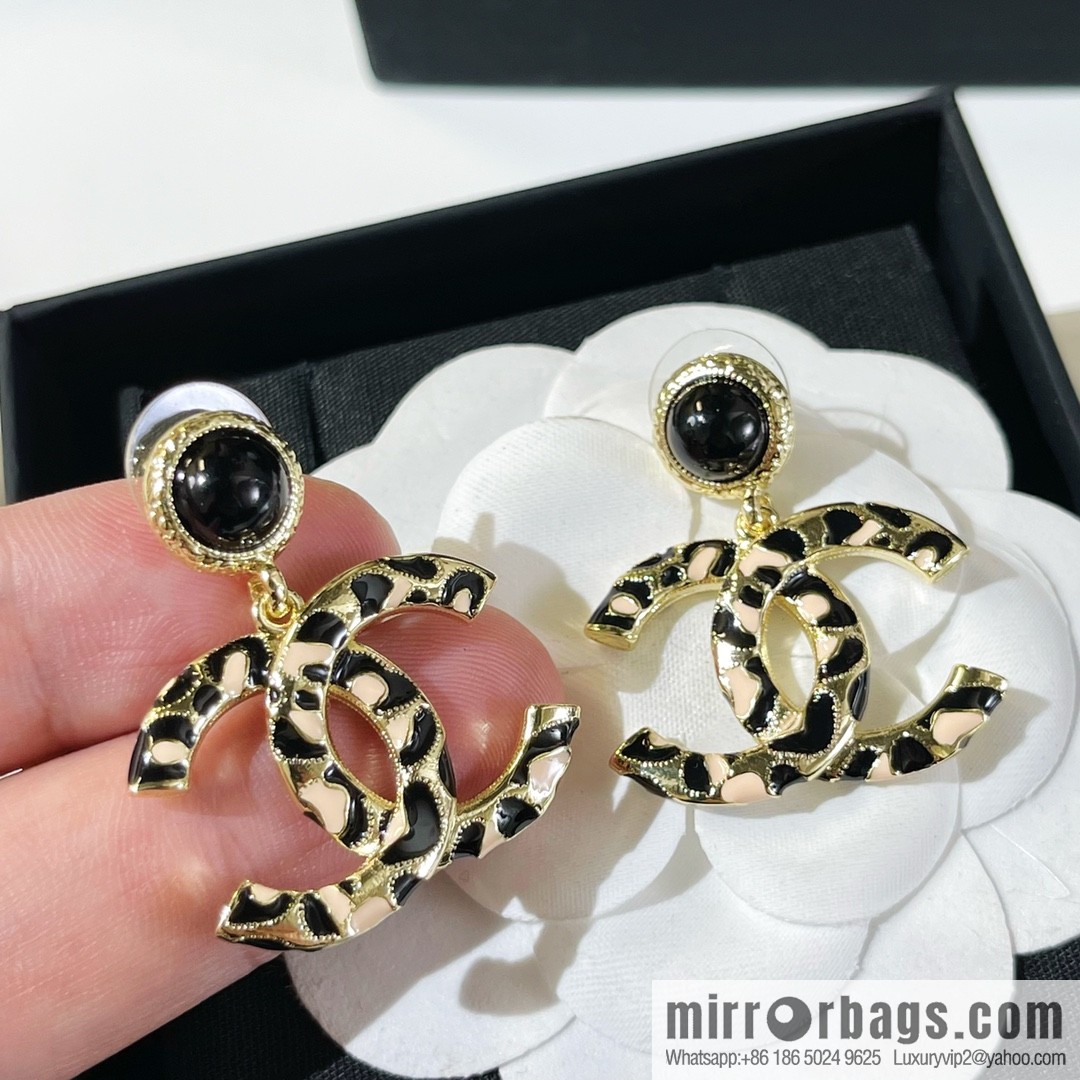 New ☑️ Chanel double c leopard print stud earrings