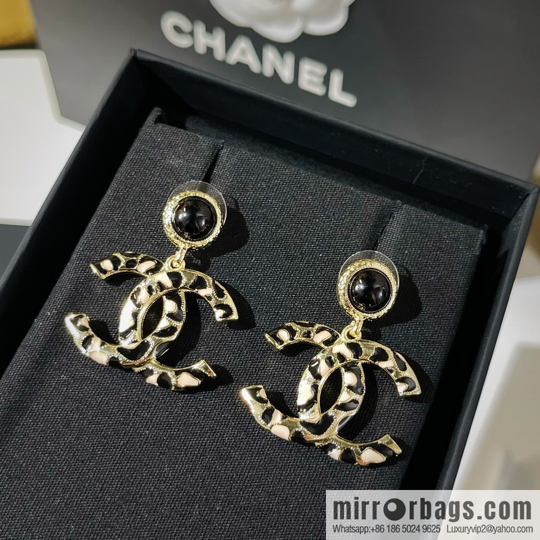 New ☑️ Chanel double c leopard print stud earrings