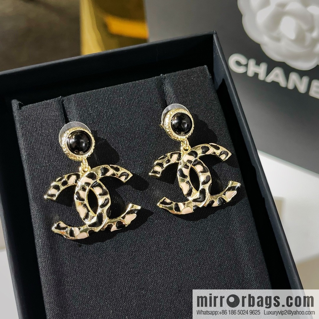 New ☑️ Chanel double c leopard print stud earrings