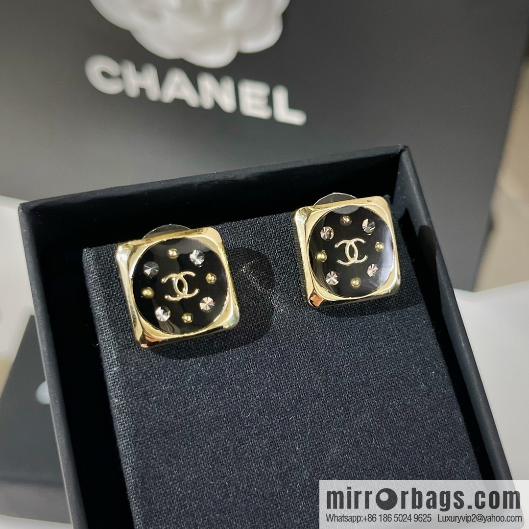 New ☑️ Chanel double c square stud earrings