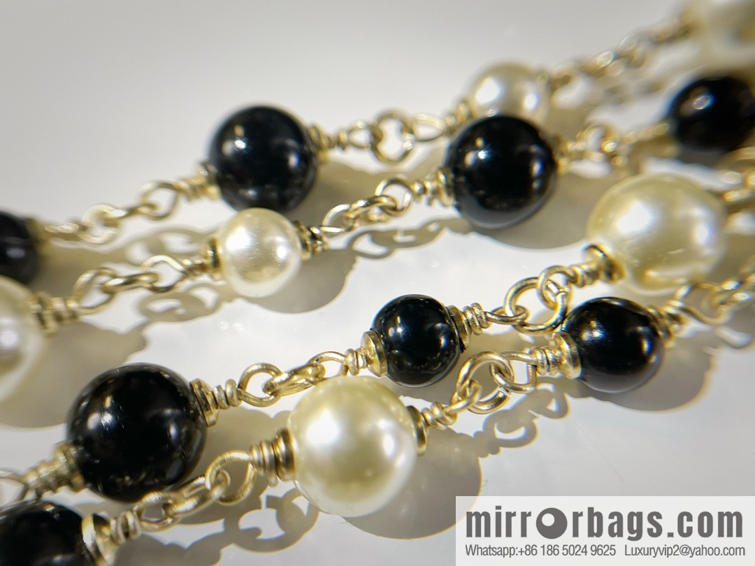 New ☑️ Chanel double c black gold lion pearl necklace sweater chain