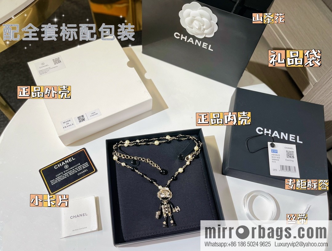 New ☑️ Chanel double c black gold lion pearl necklace sweater chain