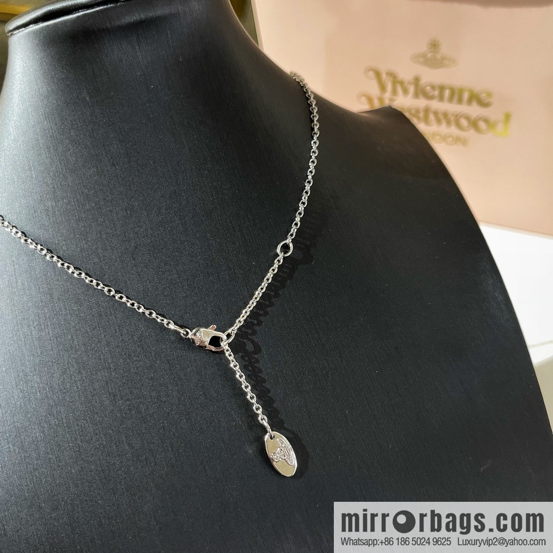 New ☑️ Vivienne Westwood Queen Mother pins full of diamonds Saturn necklace