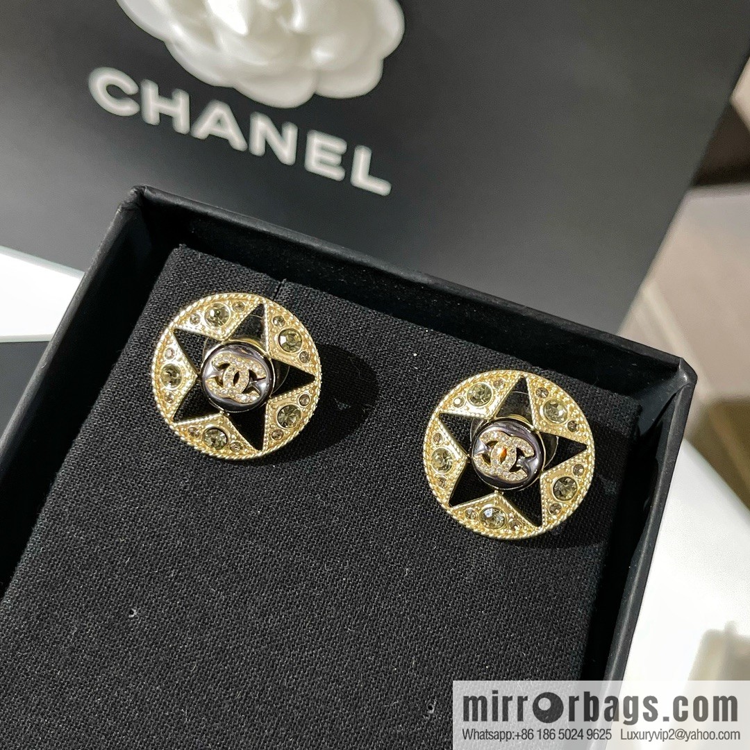 New ☑️ Chanel double c pentagram ⭐ star stud earrings