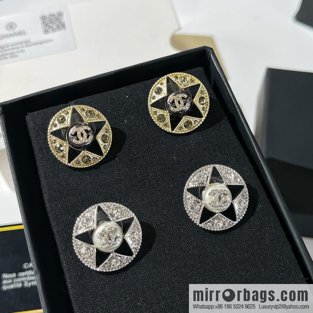 New ☑️ Chanel double c pentagram ⭐ star stud earrings