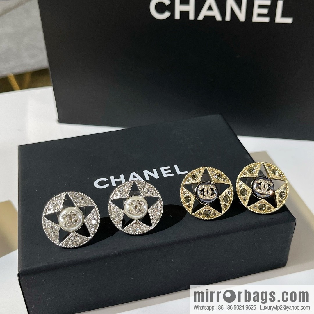 New ☑️ Chanel double c pentagram ⭐ star stud earrings