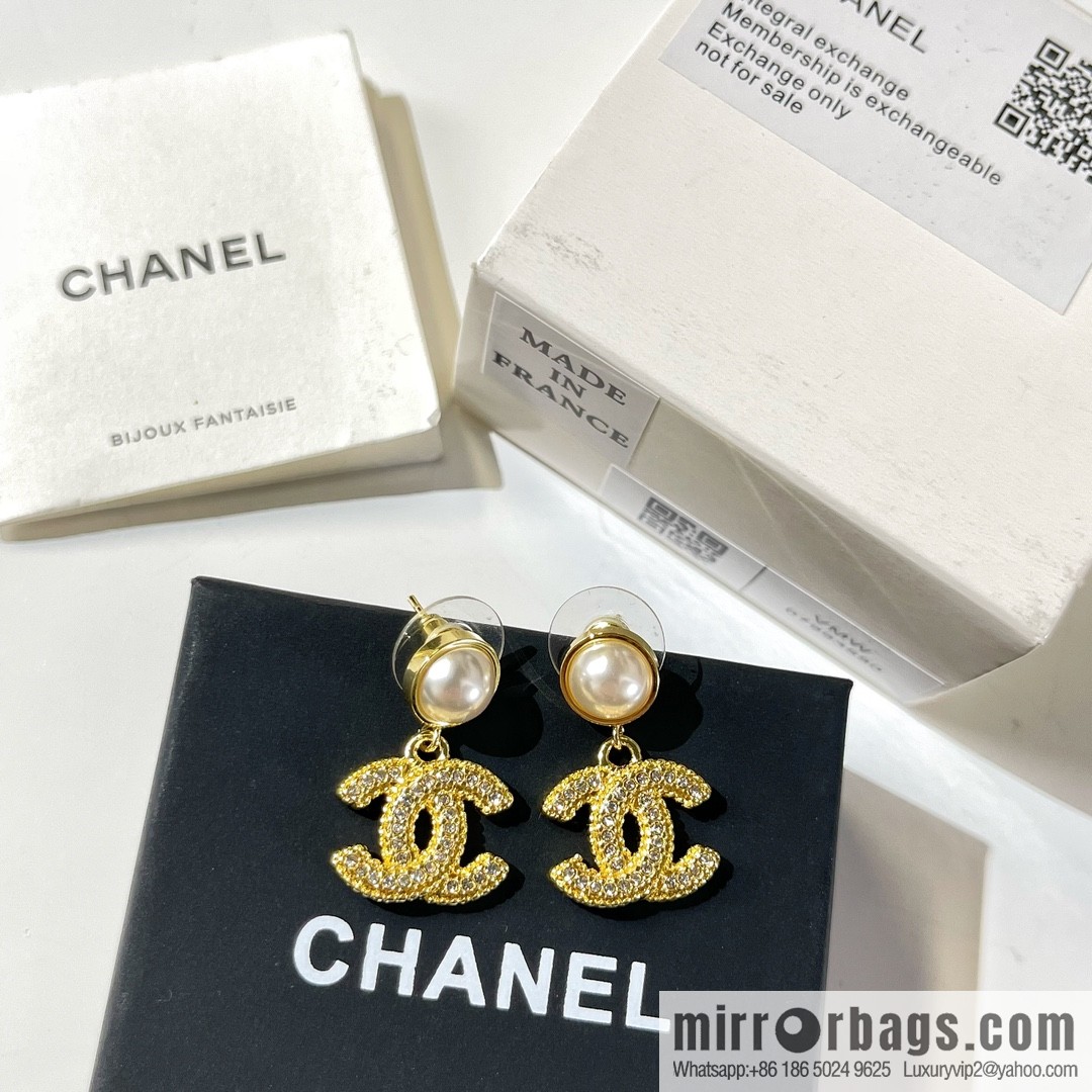 New ☑️ Chanel wheat ear double c pearl stud earrings