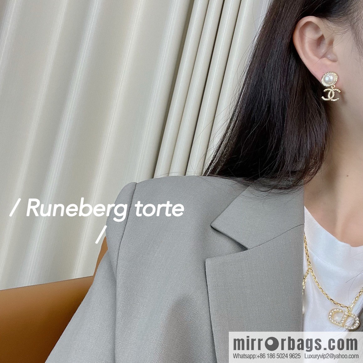 New ☑️ Chanel double c pearl stud earrings