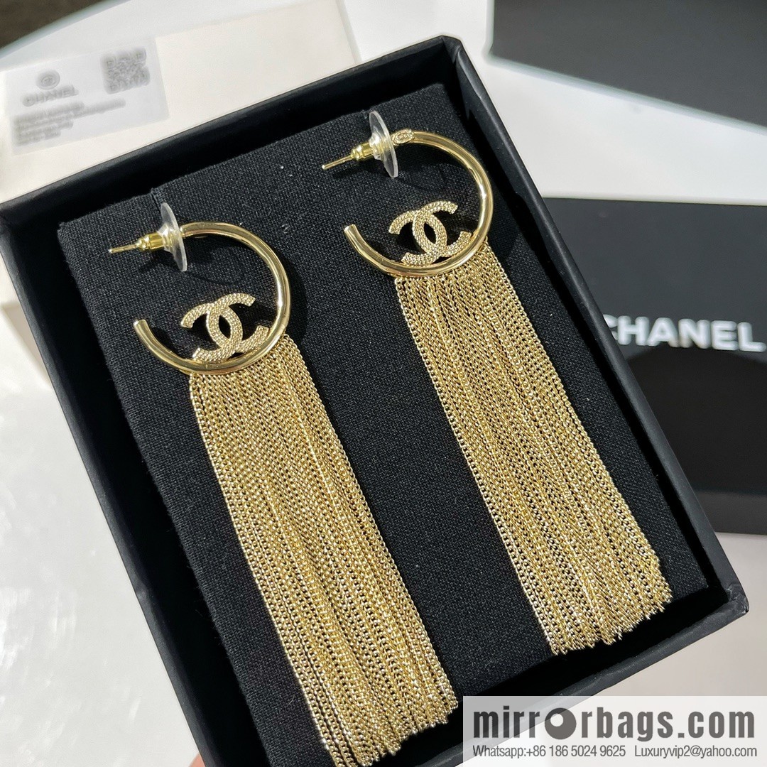 New ☑️ Chanel double c fringed stud earrings