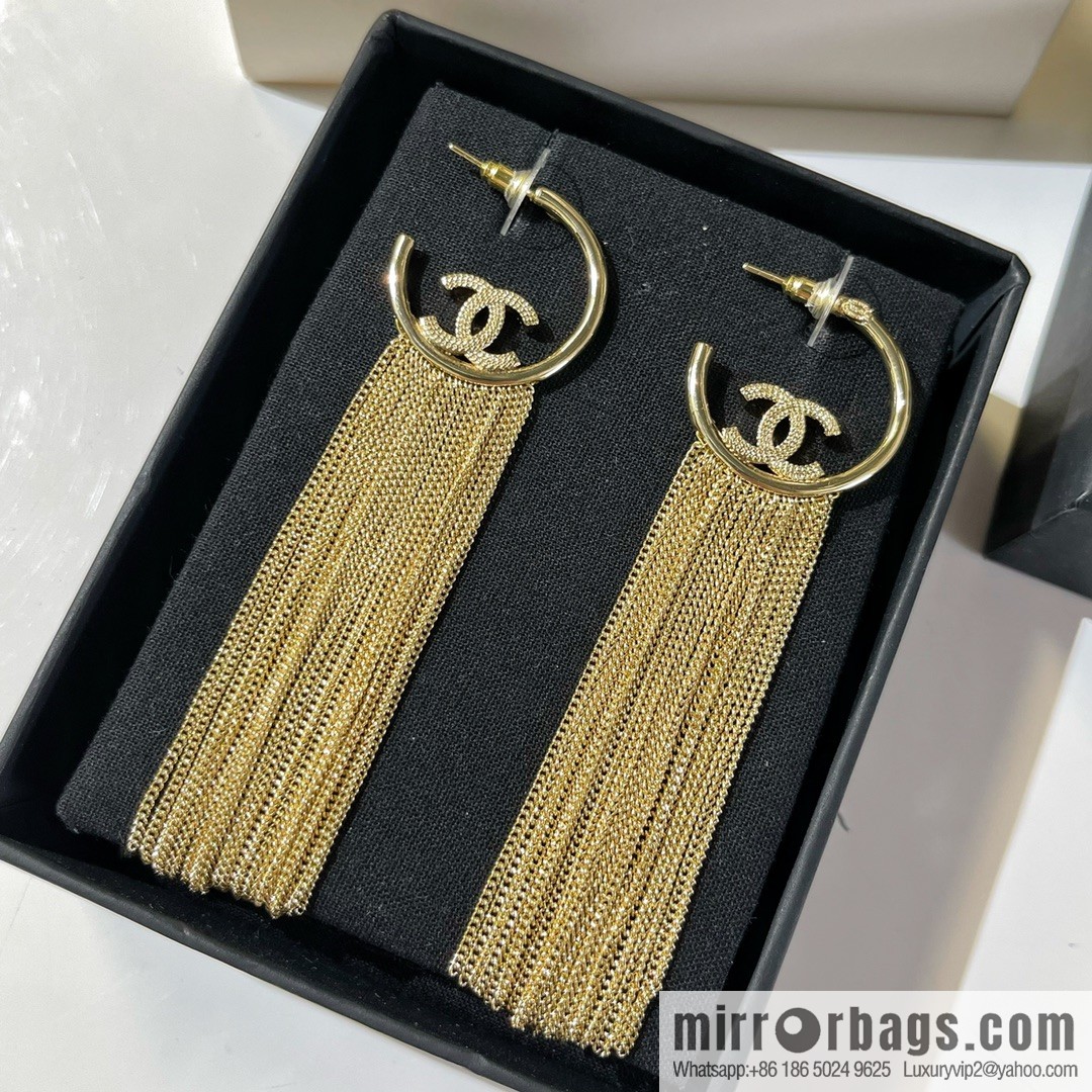 New ☑️ Chanel double c fringed stud earrings