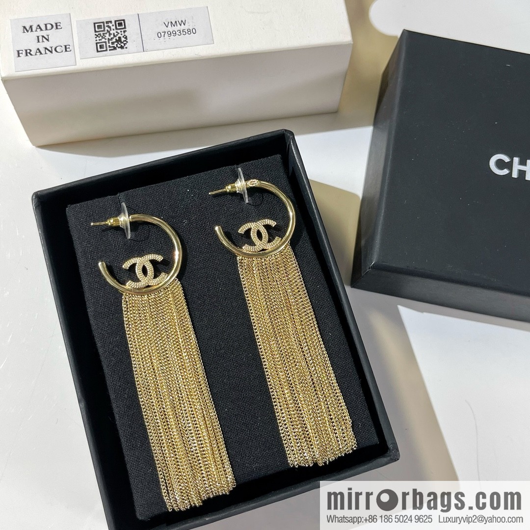 New ☑️ Chanel double c fringed stud earrings