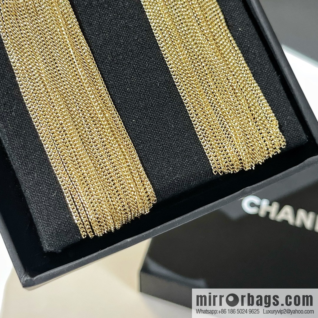 New ☑️ Chanel double c fringed stud earrings