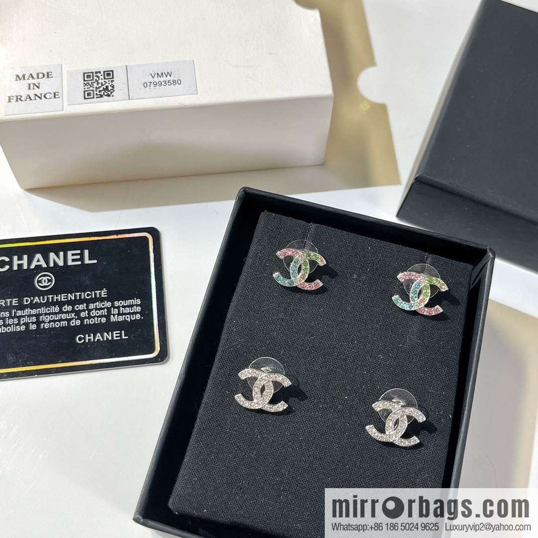 New ☑️ Chanel double c full diamond stud earrings