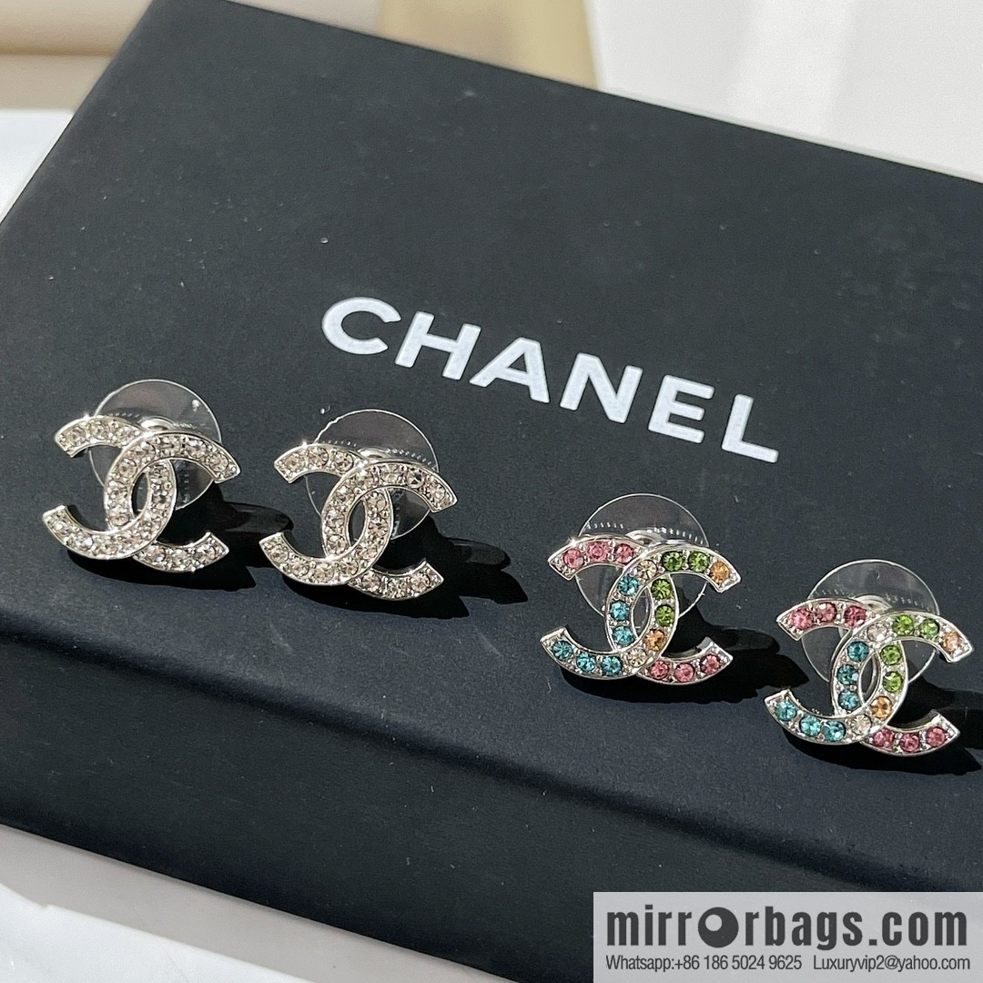 New ☑️ Chanel double c full diamond stud earrings