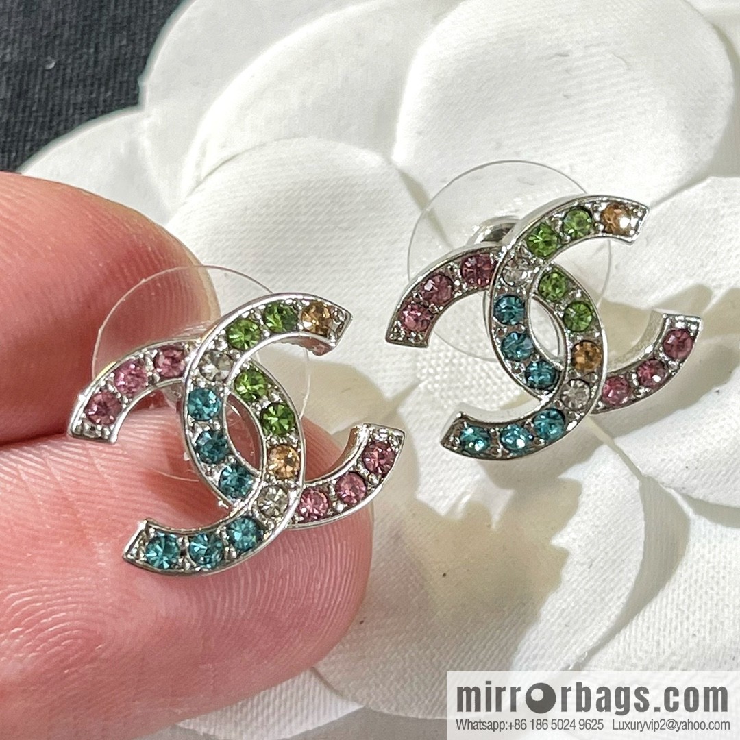 New ☑️ Chanel double c full diamond stud earrings