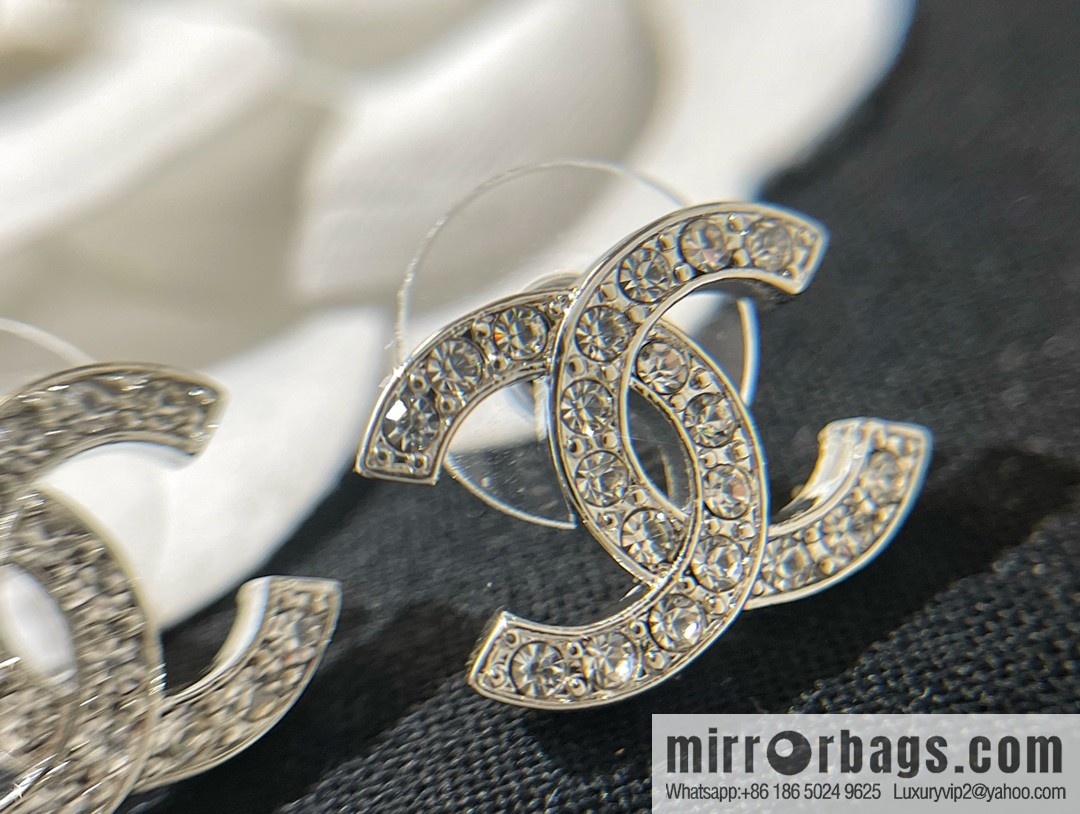 New ☑️ Chanel double c full diamond stud earrings