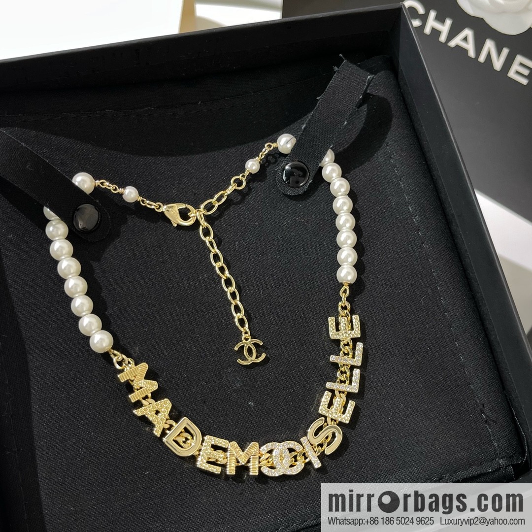 New ☑️ Chanel Double C Letter Pearl Necklace