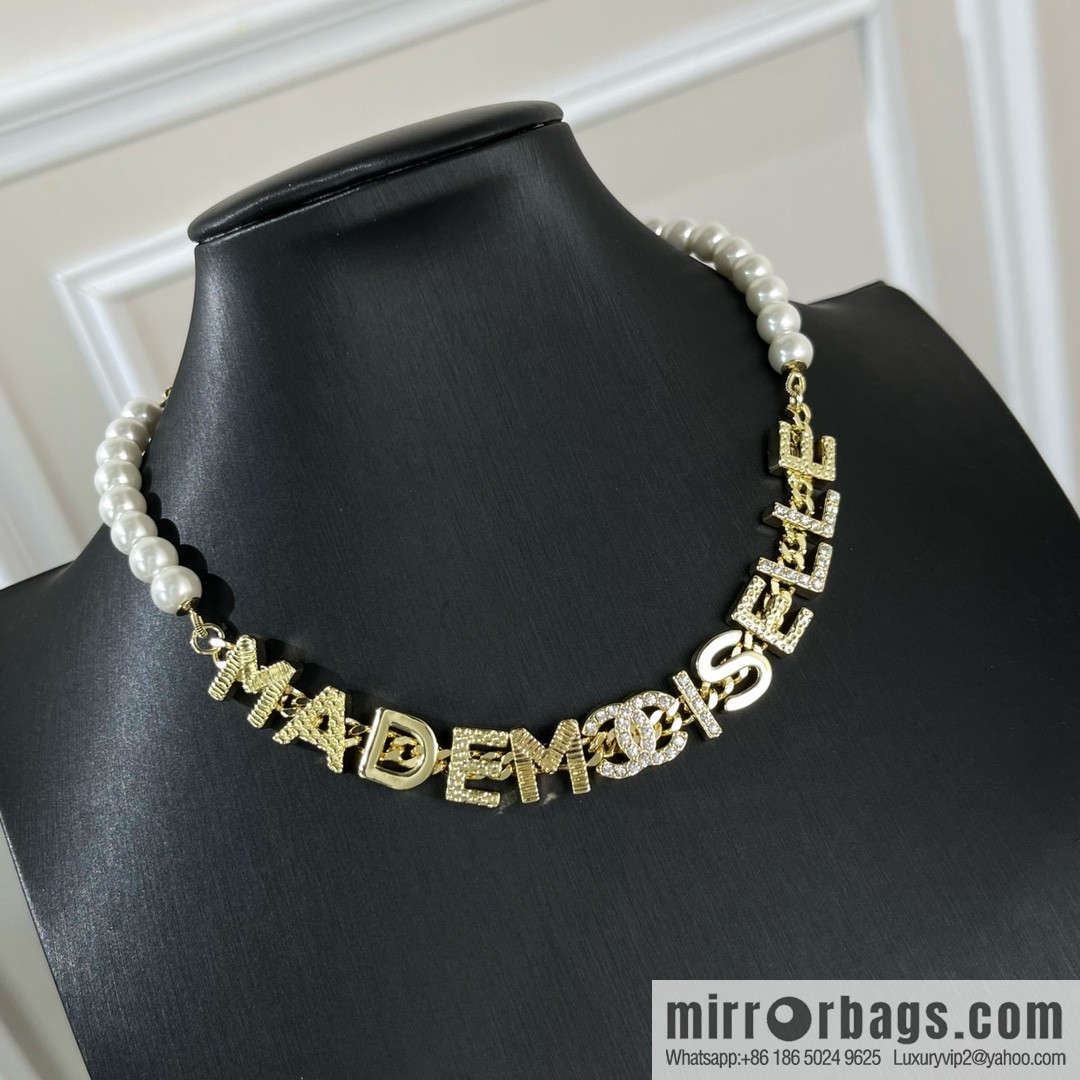 New ☑️ Chanel Double C Letter Pearl Necklace