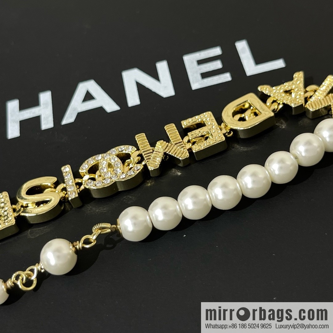 New ☑️ Chanel Double C Letter Pearl Necklace
