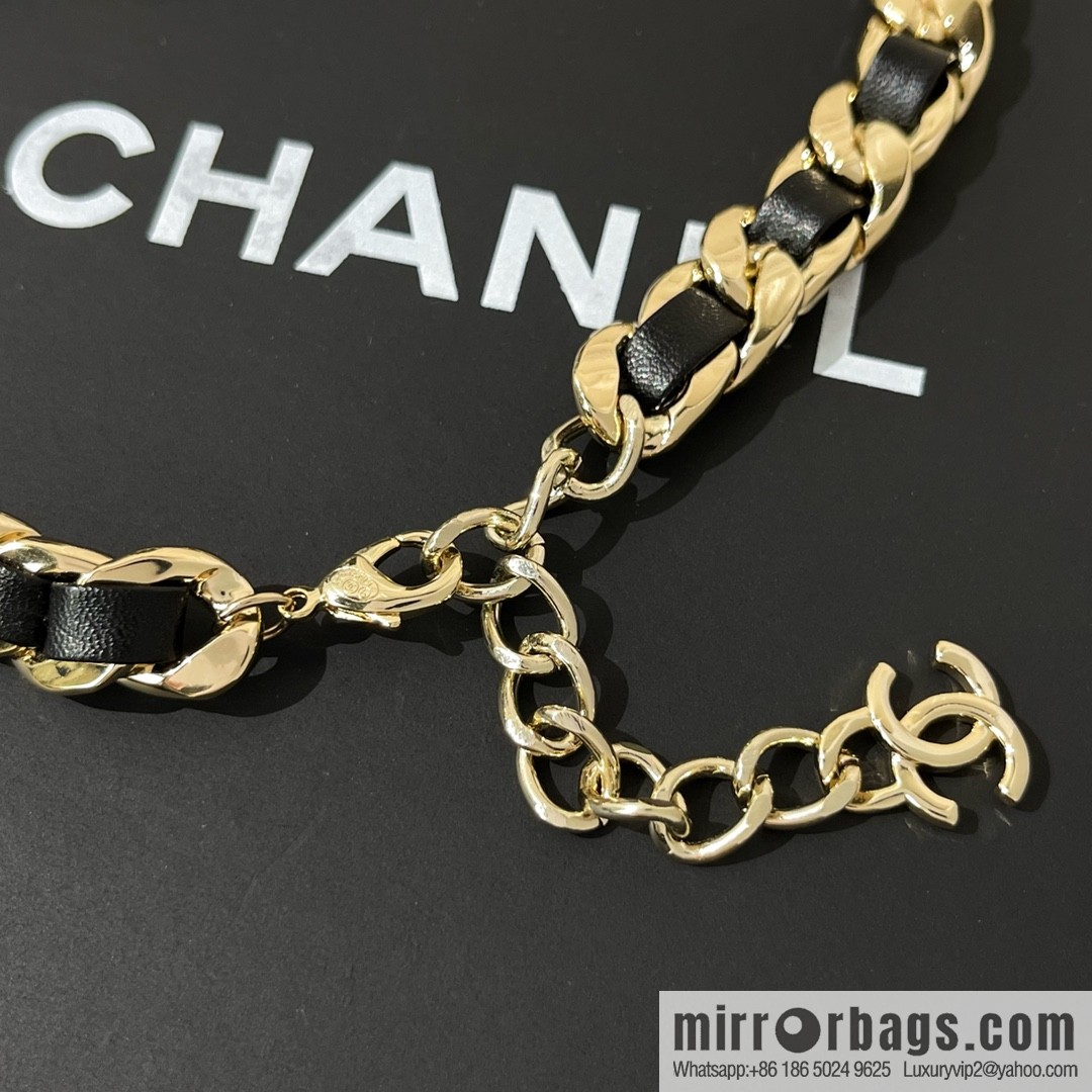 New ☑️ Chanel double c black leather rope necklace