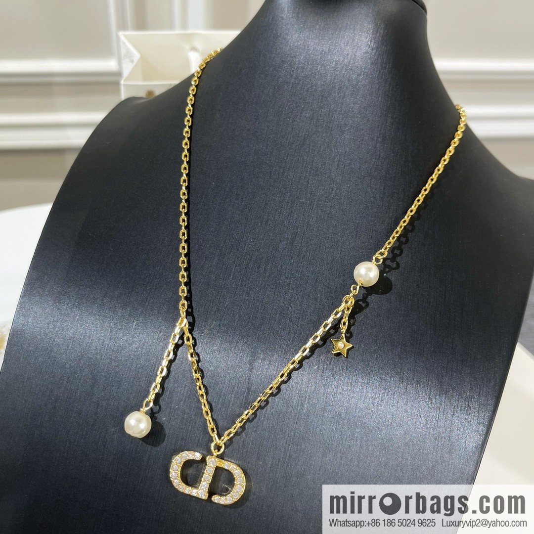 New ☑️ Dior gold CD pearl star necklace