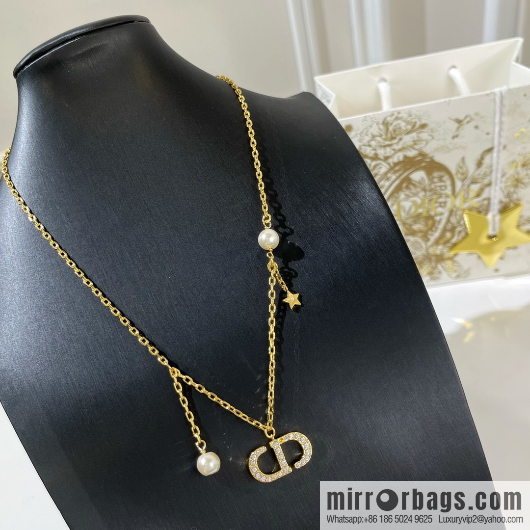 New ☑️ Dior gold CD pearl star necklace