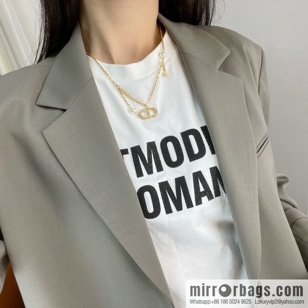 New ☑️ Dior gold CD pearl star necklace