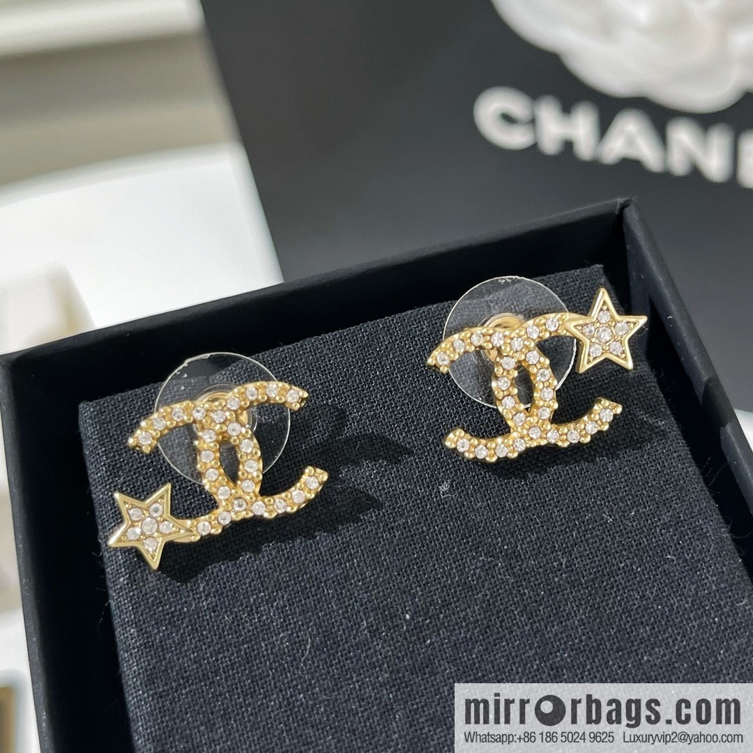 New ☑️ Chanel full diamond double c star stud earrings