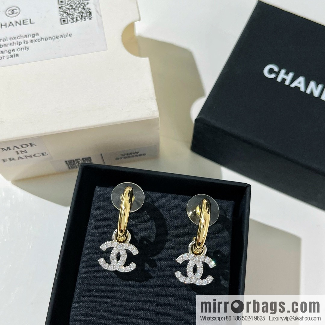 New ☑️ Chanel full diamond double c stud earrings