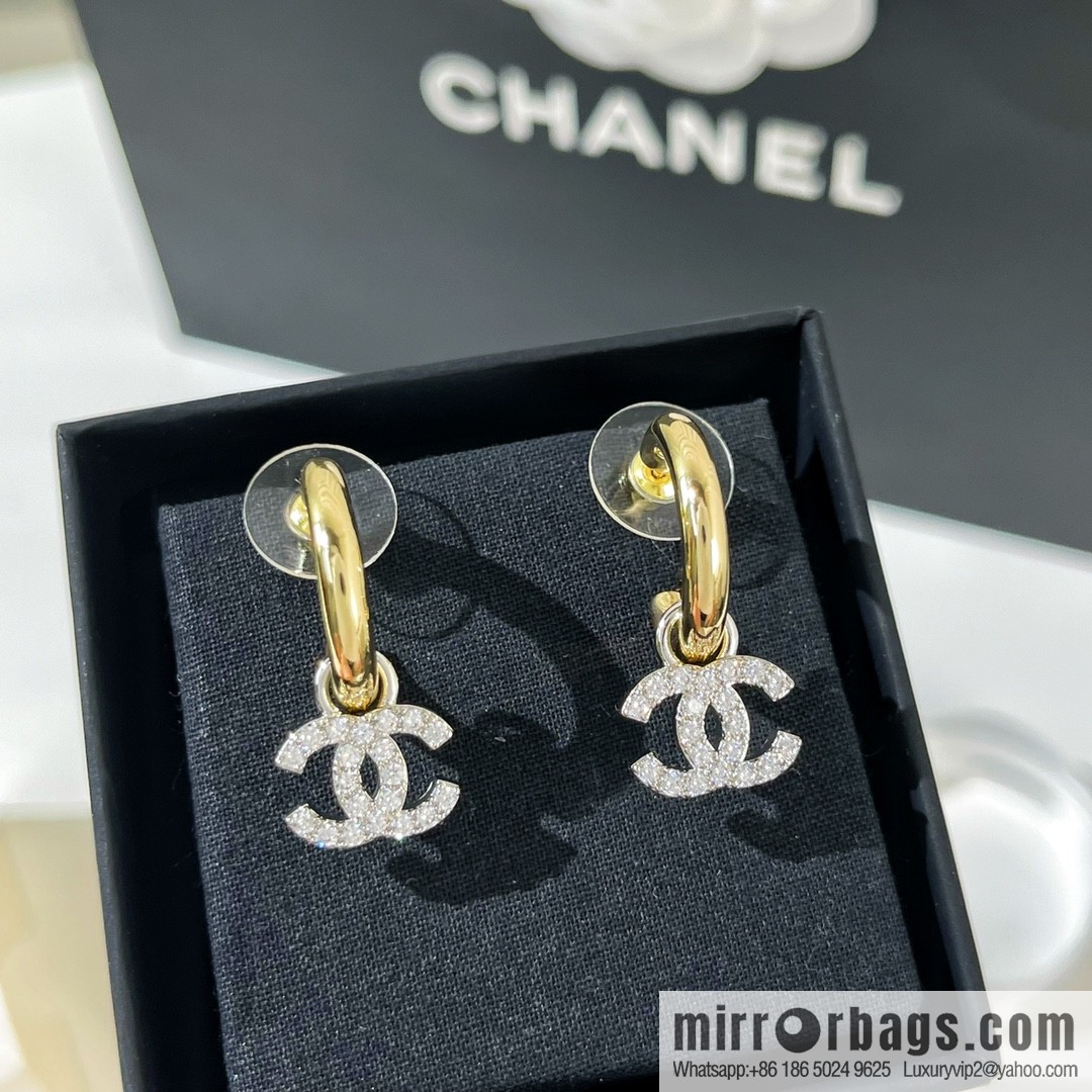 New ☑️ Chanel full diamond double c stud earrings