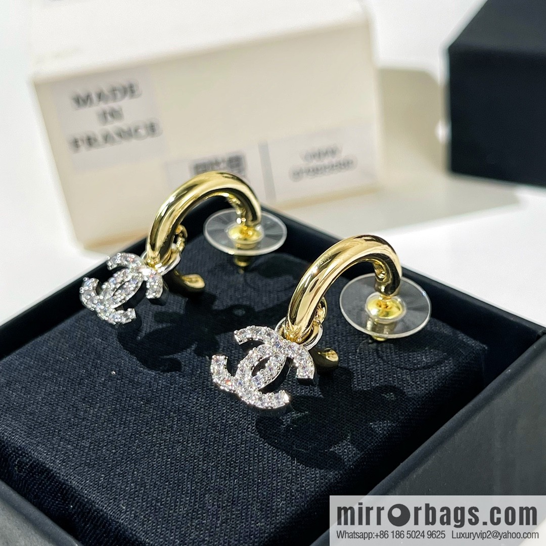 New ☑️ Chanel full diamond double c stud earrings