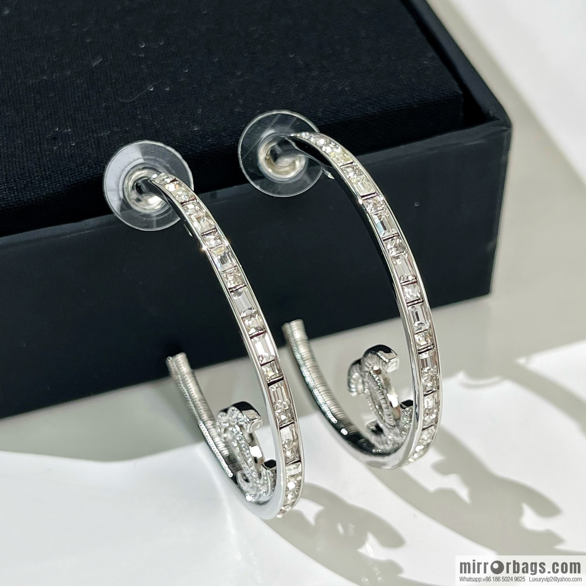 New ☑️ Chanel full diamond double c stud earrings