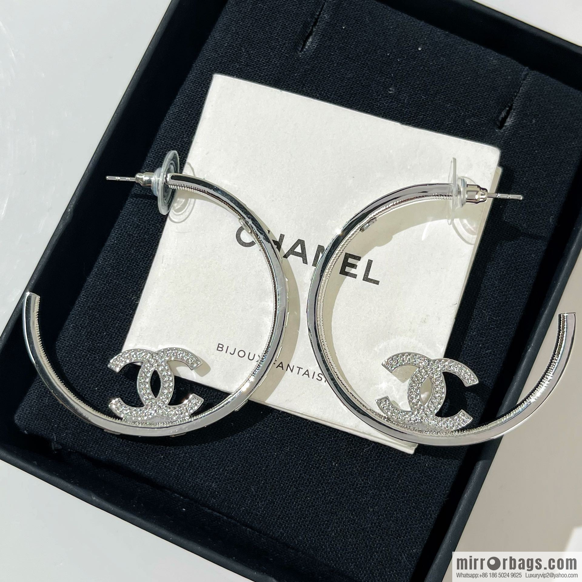 New ☑️ Chanel full diamond double c stud earrings