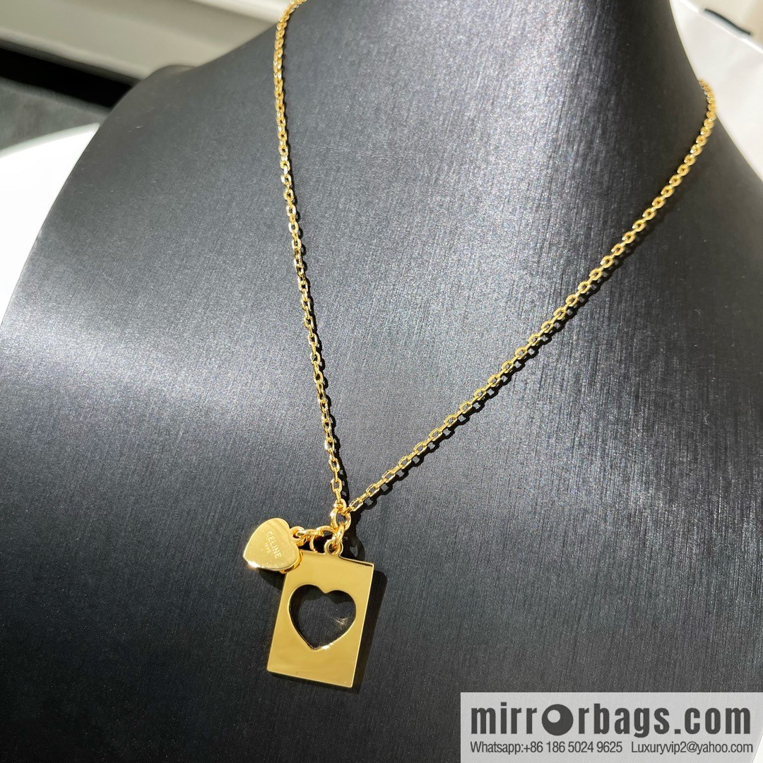 Celine cut-out peach heart necklace