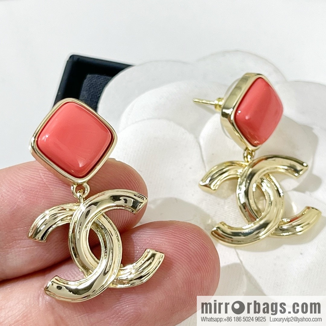 New ☑️ Chanel double c pink rhombus, stud earrings