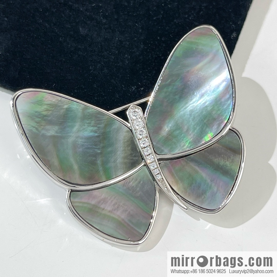 Van Cleef & Arpels White shells, grey shells, butterfly brooch