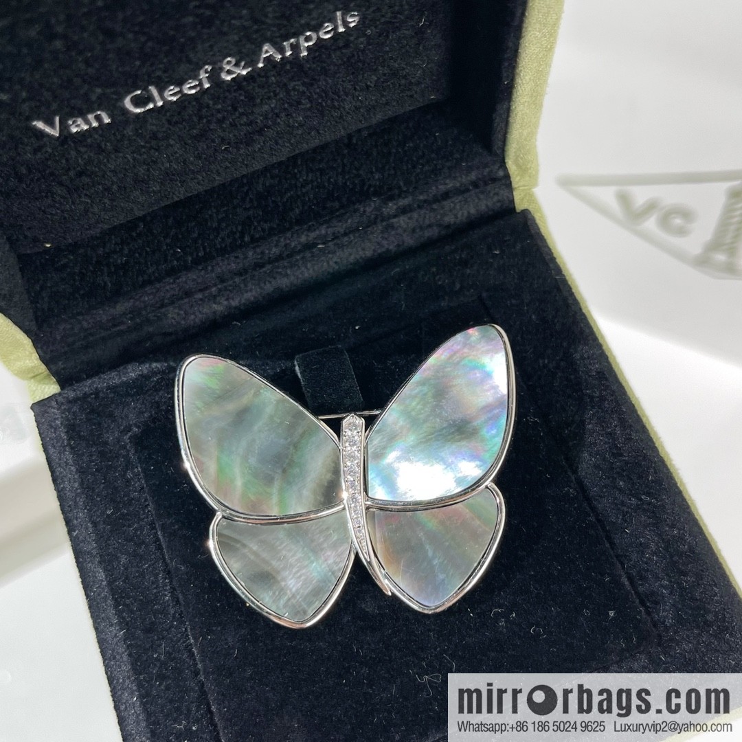 Van Cleef & Arpels White shells, grey shells, butterfly brooch