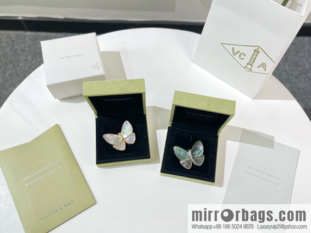 Van Cleef & Arpels White shells, grey shells, butterfly brooch