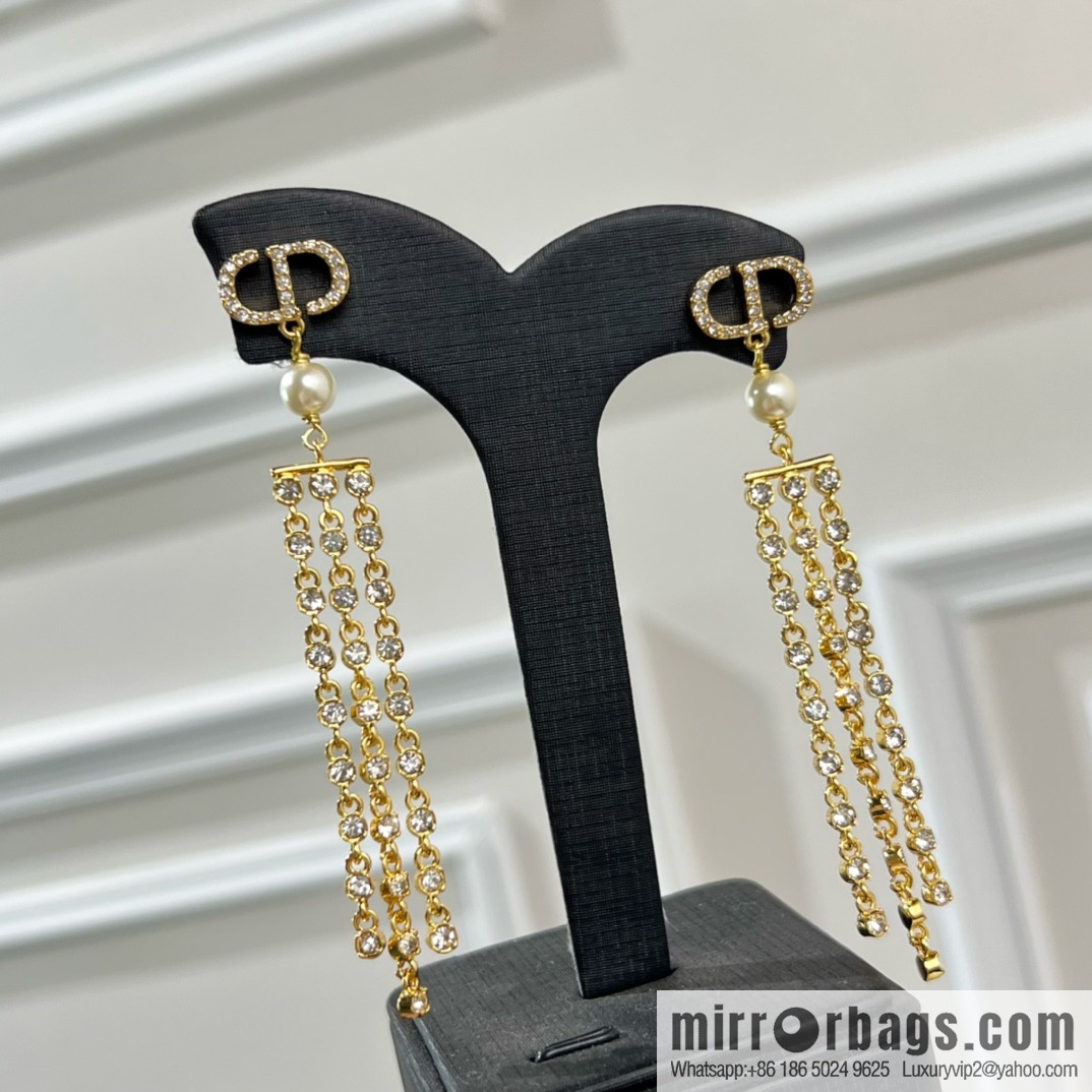 New ☑️ Dior CD pearl tassel earrings