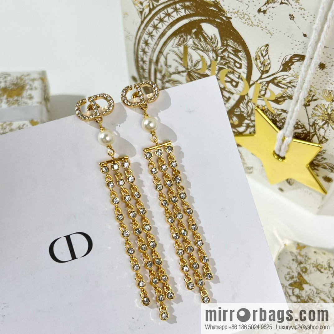 New ☑️ Dior CD pearl tassel earrings