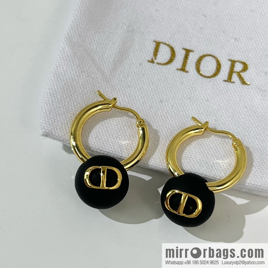 New ☑️ Dior CD black pearl stud earrings