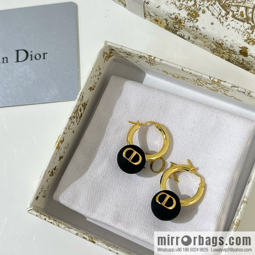New ☑️ Dior CD black pearl stud earrings
