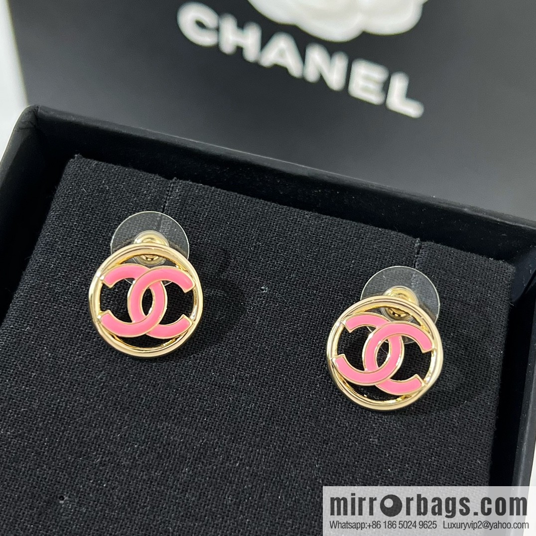New ☑️ Chanel double c round stud earrings